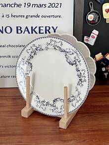 American Retro Fresh Blue Antique Ceramic Dessert Round Household Steak Dinner Plate Rose Delicate Breakfast Plate Christmas Gift - White - View 8