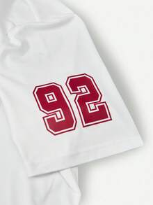 SHEIN ChillGRL 2pcs/Set Teenage Girls Casual Fashion Streetwear Comfortable Numeric Pattern V-Neck Short Sleeve Wide Leg Sweatpants Set - Multicolor - View 4