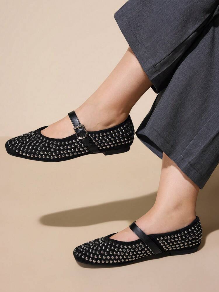 CUCCOO CURVES 快適なカジュアルミニマリストバックルウィメンズワイドフィットフラットシューズ