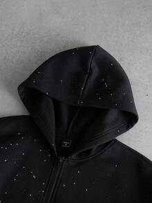 Manfinity Roghcode 男士连帽卫衣，年轻街头风刺绣图案，百搭休闲街头服饰，宽松版型，情侣款，保暖内衬 - 彩色 - 查看 5