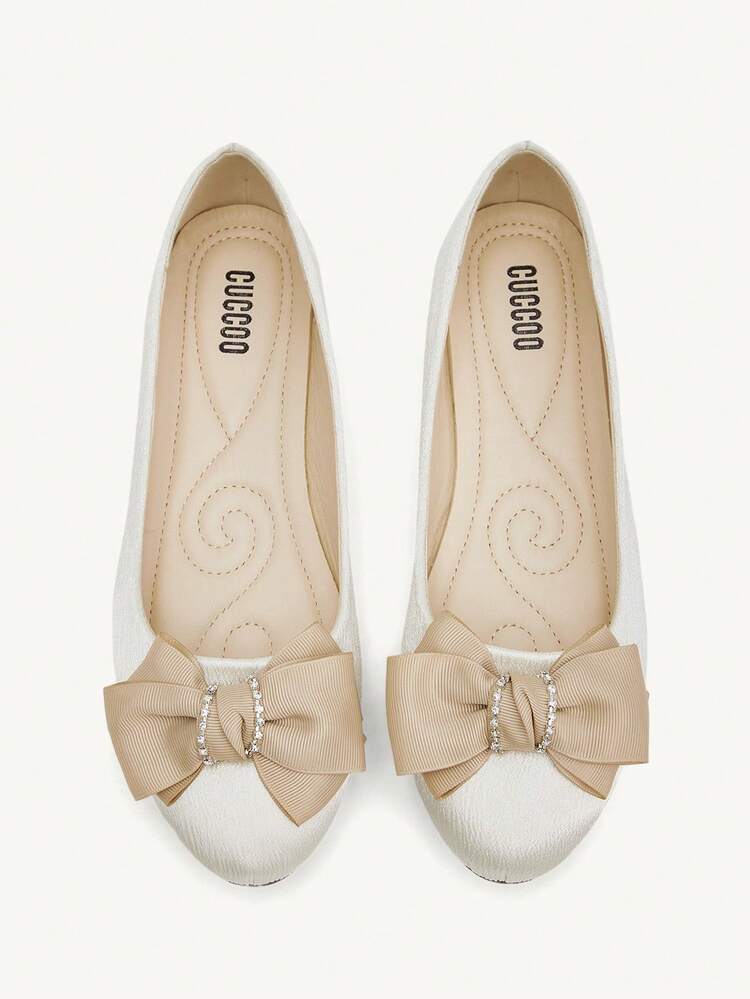 CUCCOO CHICEST Women's Bow Decor Casual Versatile Fashion Flat Shoes Summer Shoes Wedding Shoes Bride Shoes