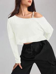 Velisys 2件装女士时尚宽松露肩长袖运动T恤，适合健身、跑步、户外活动，春夏网眼上衣，女士上衣 - 彩色 - 查看 3