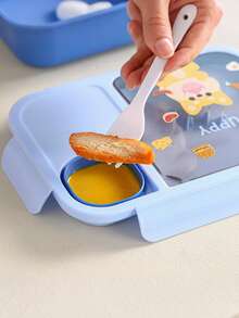 1Pc Large-Capacity Cute Lunch Box, Durable Material-Microwave-Without Lid). Heat-Retaining Design Keeps Meals Warm, Tight Seal Prevents Leakage. Comes With Matching Utensils & Dipping Sauce Container, Fits Office, Commute, Home Use. Stylish Cute Look Blends Aesthetics & Function, Easy To Clean, Ideal For Meal Prep.