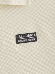 Manfinity NXTstreet Áo sơ mi nam dáng rộng, đa năng, chất liệu in chữ, màu kem thu đông, áo sơ mi nam dài tay màu kem. - Màu be - Xem 5