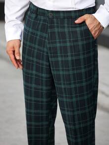 Manfinity Bizformal Ensemble casual veste et pantalon à carreaux col châle à manches longues pour hommes