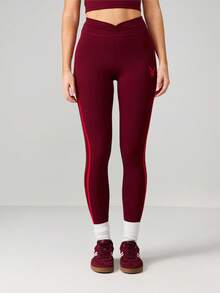 Missguided x Playboy Hochtaillierte Athletik-Leggings mit Seitenstreifen-Detail und Hase-Logo für einen aktiven Lebensstil und Fitness-Training - Bordeaux - Übersicht 6