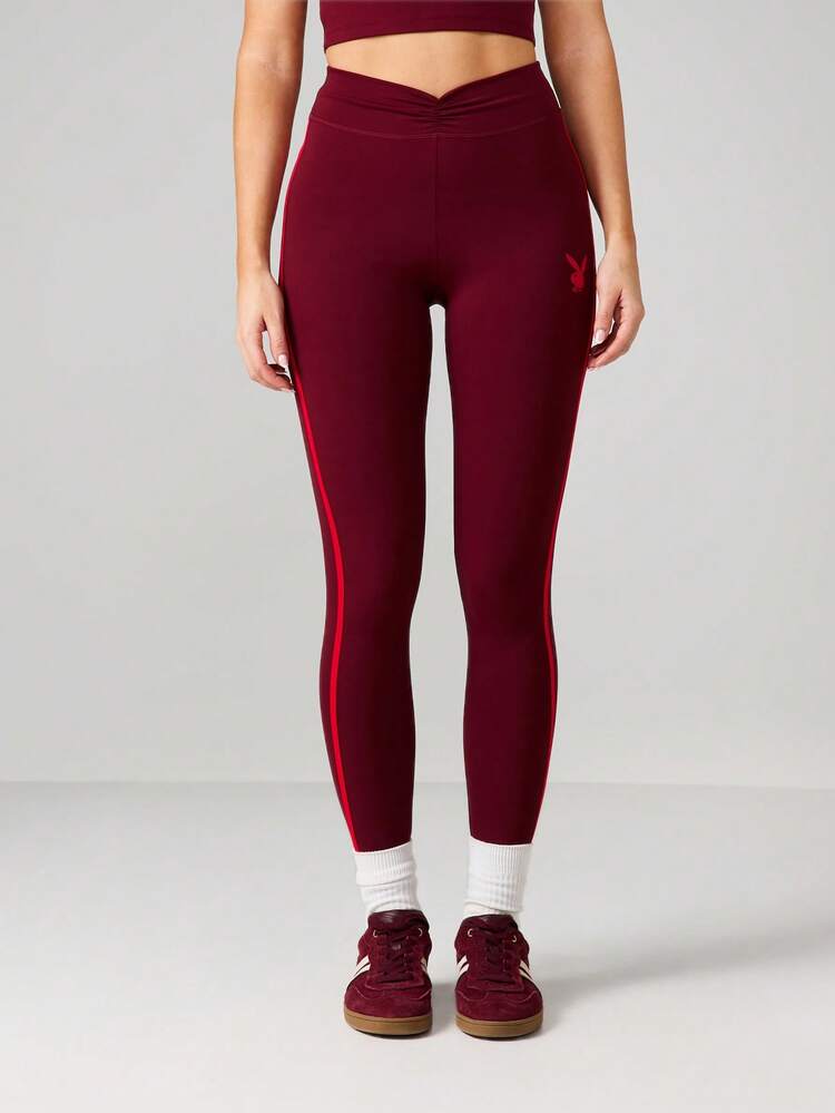 Missguided x Playboy High Waisted Athletic Leggings With Side Stripe Detail And Bunny Logo For Active Lifestyle And Fitness Training
