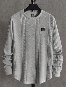 NEON BLANC 男士字母图案宽松圆领针织休闲长袖T恤