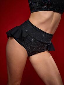 Menodora SHEIN Sport Women's Casual Sports Sequin Ruffle Trim Underwear