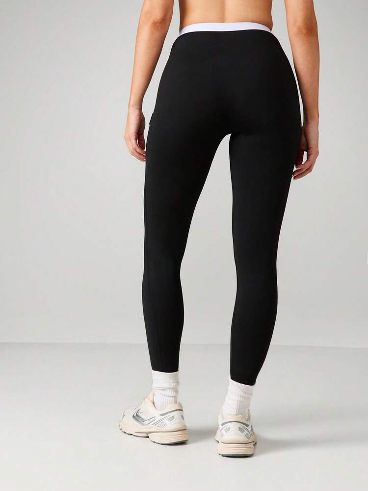 Missguided x Playboy High Rise Branded Waistband Leggings With Logo Detail Full Length Stretch Activewear Bottoms