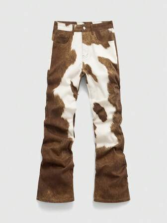 Street Life Jeans de mezclilla con bolsillo estampado, estilo casual de calle para hombres