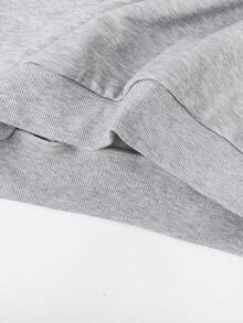 SHEIN 少女不对称肩部图案卫衣 - 淺灰色 - 查看 5