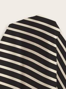 Resyla 女士休闲圆领长袖卫衣，饰有腊肠犬刺绣和条纹 - 黑色 - 查看 6