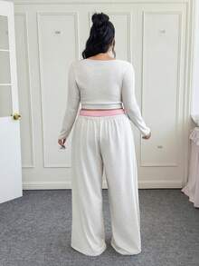 CovetEZ Bộ 2 món áo crop top cổ tròn thường ngày cỡ lớn dành cho nữ - Xám - Xem 2