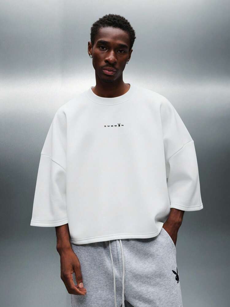 PLAYBOY X SUMWON Oversized Boxy Wide Sleeve Crew Neck Sweatshirt Winter Comfort Casual Pullover Tops