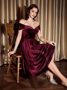 Vintamour Vestido elegante vintage de mujer con bolsillos, vestido de terciopelo para fiesta de vacaciones, ropa de otoño para mujer, ropa de otoño para mujer, atuendos de otoño para mujer, ropa de invierno para mujer, vestidos de otoño para mujer, vestidos de invierno para mujer, ropa de Halloween para mujer, ropa de Navidad para mujer, atuendo de Navidad para mujer, ropa del Día Nacional de Arabia Saudita, vestido de fiesta elegante, vestidos elegantes para fiesta, vestidos elegantes para mujer, vestido elegante verde, ropa nueva de año - Burdeos - Ver 4