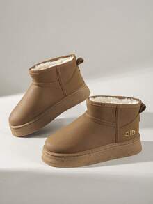 Solecia 女士厚底休闲保暖雪地靴，适合日常穿着 - 棕色 - 查看 5