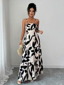 Rafferiza Petite 女款優雅花卉印花長洋裝，夏季兩件式套裝，黑色波西米亞度假風，假期穿搭套裝，適合小個女款 - 彩色 - 查看 3