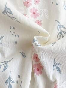 SHEIN X GALILEA 2 piezas Conjunto de pijama cómodo con top de manga larga y pantalones con estampado floral elegante para niñas jóvenes - Rosa - Ver 8