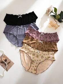 PetitDoll 5pcs/Pack Sweet Ditsy Floral Ruffle Trim Panties Set - Multicolor - View 4