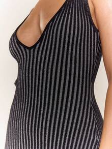 MUSERA 罗纹心形领口长款毛衣连衣裙，Y2K 90年代风格，休闲可爱，适合春夏、毕业典礼、婚礼、假日、秋季、冬季日常办公穿着，时尚优雅。 - 黑色 - 查看 6