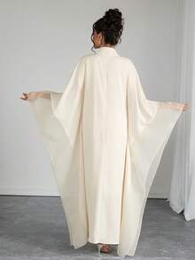 SHEIN Raffinéa Women's Elegant White Mandarin Collar Batwing Sleeve Loose Dress - White - View 2