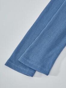 SHEIN Mirajuku 青少年男孩撞色领休闲T恤，春秋季 - 藏蓝色 - 查看 6