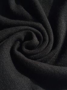 女童荷叶边下摆圆领长袖A字型毛衣连衣裙，适合假日、度假和日常休闲穿着。 - 黑色 - 查看 10