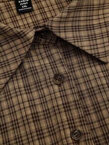 Sweetra Chemise à manches longues pour femmes grandes tailles, nouvelle mode casual/travail, à carreaux café, avec ceinture et froncée devant. Convient pour le printemps/automne