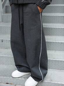 PAVTROS Conjunto de top con cremallera de manga larga y pantalones casuales para hombre. Ropa urbana, amigos, a juego, holgado, para hombres, gráfico, estilo japonés, unisex, amo a mi novia - Multicolor - Ver 7