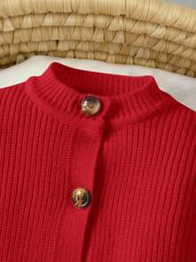 SHEIN Newborn Baby Girl Cute Knitted Jumpsuit, Footie & Hat Set, Versatile For Autumn/Winter