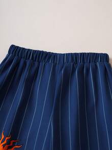 Nick 90s | SHEIN 2pcs/Set Young Boy Cute Cartoon Graphic Navy Casual Long Sleeve Crew Neck Sweatshirt And Pants Set - Blue - View 7