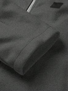 PAVTROS 男士休闲时尚街头撞色PU皮领拉链夹克，秋冬款 - 灰色 - 查看 5