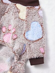 PETSIN 1 Piece Of Colorful Puppy Footprint Printed Pet Jumpsuit, Autumn And Winter Flannel Warm And Comfortable Pet Warm Clothes - Multicolor - View 7