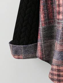 EMERY ROSE Veste à capuche casual en patchwork pour femmes grandes tailles