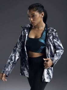 Powerista Women's Casual Thick Printed Sports Jacket, Suitable For Autumn/Winter - Black and White - View 6