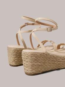 Styleloop Women's Woven Rope Platform Wedge Sandals, Vacation Style BOHO Chic Retro American Western Music Festival Party Outfit