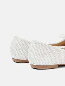 CUCCOO HITCHD Bow Decor Casual & Commuting Minimalist Elegant Women Flats Valentine's Day - White - View 15