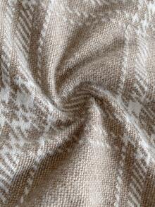 PrepCrw 1 件 Tween Girls 优雅都市棕色饰边舒适卡其色白色格子棕色蝴蝶结装饰圆领长袖连衣裙，适合休闲外出、聚会、节日、派对、秋季、冬季、圣诞节、万圣节 - 卡其色 - 查看 7