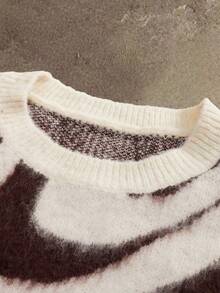 AXEPEAK Men's Contrast Color Round Neck Drop Shoulder Casual Knit Cardigan Sweater , Fall Winter - Apricot - View 6