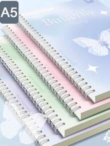 4 Packs A5 Spiral Notebooks With Double Coil - 120 Pages Each, Elegant Love Letter & Butterfly Design, Lined Paper Journals, Girls' Diary, Office Or School Supplies - Multicolor - View 2