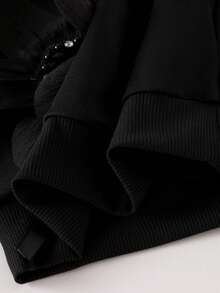 Genkimix Kids 2 pièces Ensemble Sweat-shirt-shirt et pantalon élégant à manches longues en tricot, motif floral noir et blanc, pour jeunes filles. Tenue haut de gamme pour enfants, printemps/automne - Noir - Voir 7