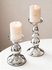 Cirelle 1pc Vintage Iron Candle Holder Decor, Silver Color - Silver - View 4