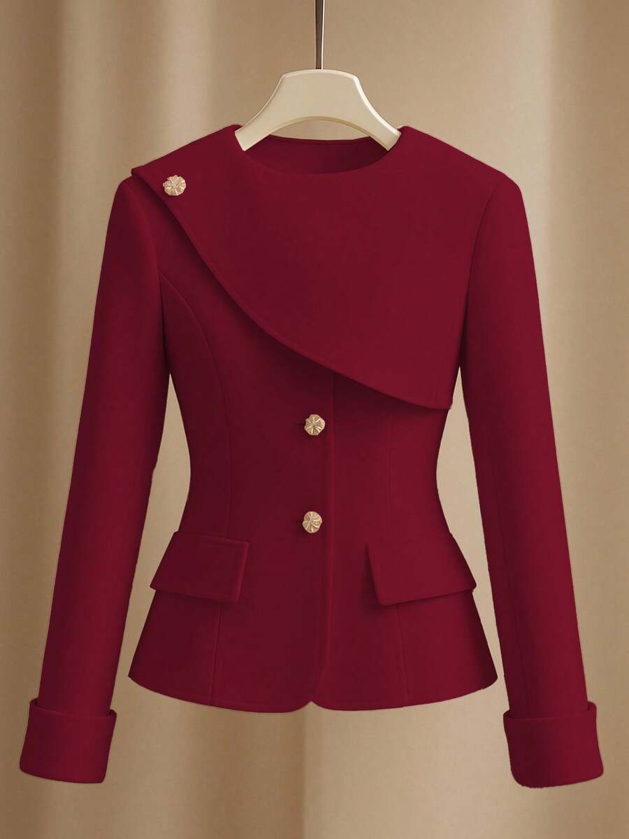 GlowEve Áo khoác cardigan quấn màu trơn thanh lịch dành cho nữ - Màu Đỏ Sâu - Xem 1