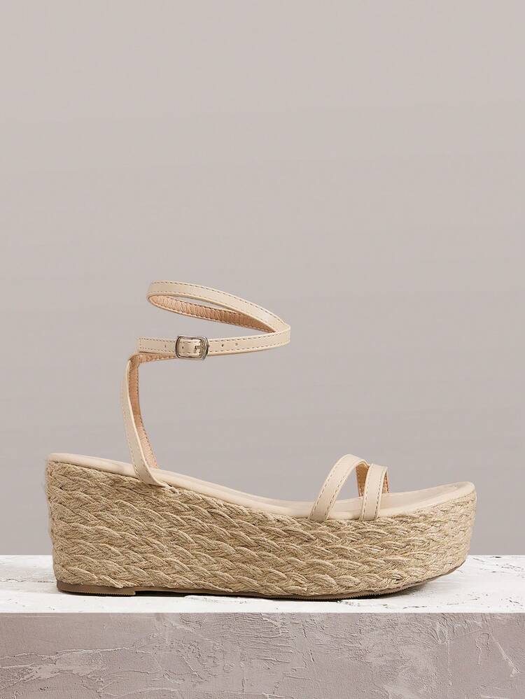 Women's Woven Rope Platform Wedge Sandals, Boho Style, Retro American Western Music Festival, Party, Vacation, Vacation Outfits Travel Essentials