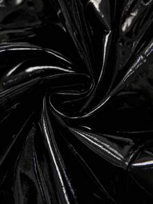 SHEIN Tall 女士夏季时尚性感纯色低腰PU皮革Y2K红色迷你短裤 - 黑色 - 查看 7