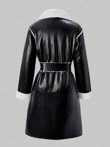 SHEIN ChillGRL 1pc Girls Plus Faux Fur Loose Long Fashionable Jacket, Suitable For Daily Commute, Autumn/Winter