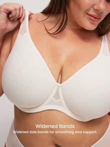 LUVLETTE Plus Dream Curve Air Full Coverage Airy Breathable Sheer Mesh Spacer Cup White Basic Breezy Comfort Minimizer Bra