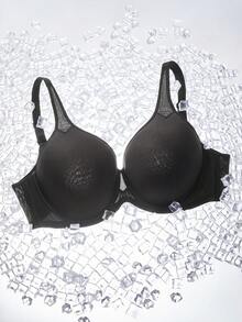 LUVLETTE  Plus Dream Curve Air Full Coverage Airy Breathable Sheer Mesh Spacer Cup Black Basic Breezy Comfort Minimizer Bra - Black - View 6