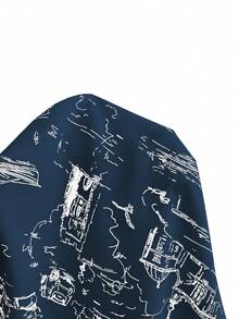 SHEIN Unity Women's Casual All-Over Print Long Sleeve Shirt, Autumn